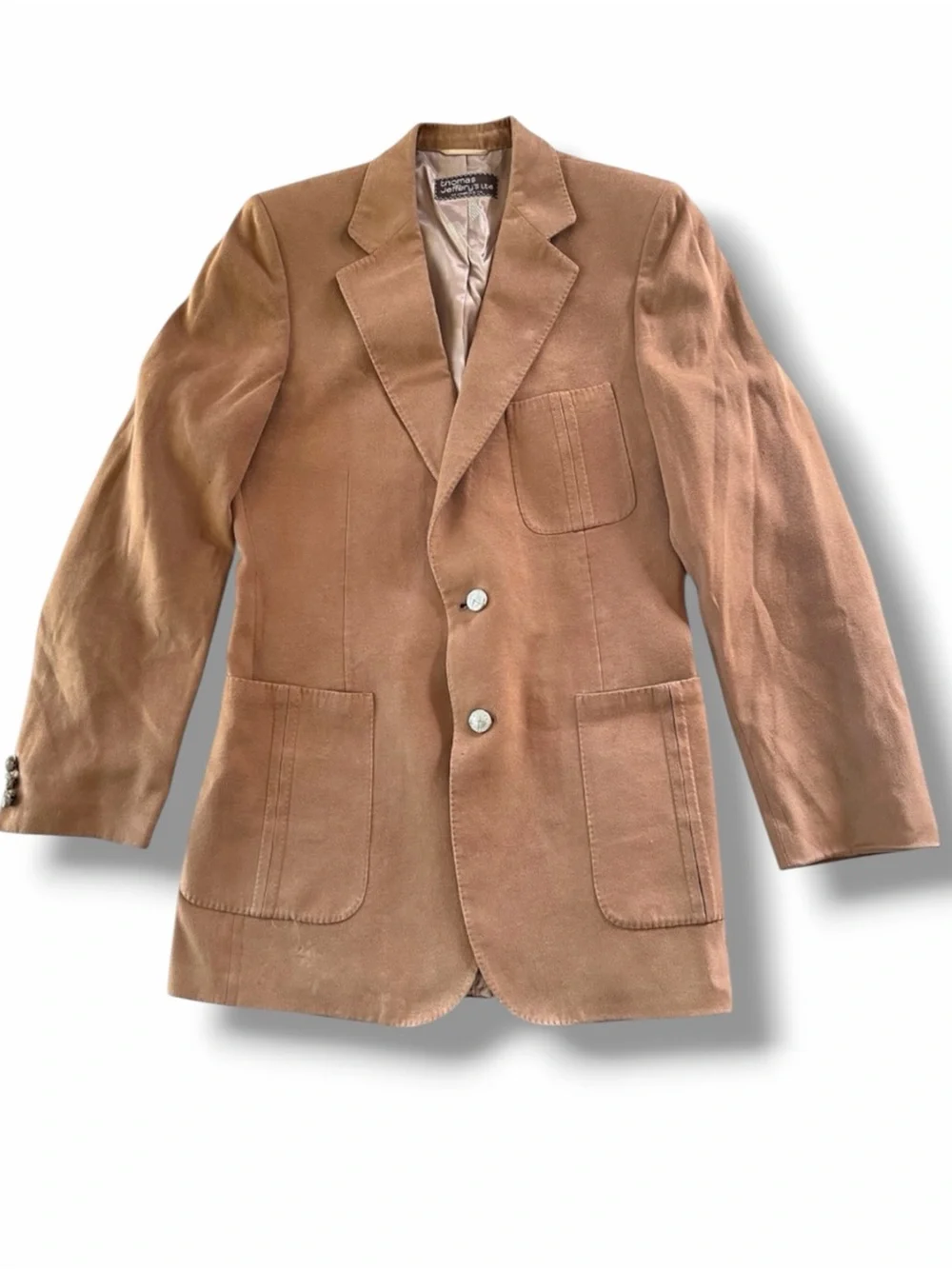 Vintage LANVIN Paris Feathersuede Blazer Jacket Sportscoat Camel Size Medium